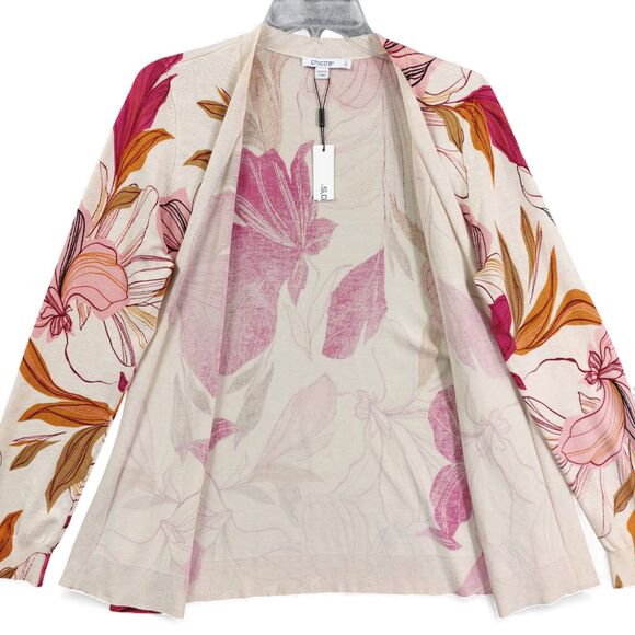 Chicos Floral Cardigan Size 0 Small Multicolor Lightweight Swearter Office Cozy - Picture 7 of 10